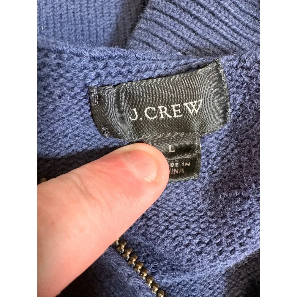 J.Crew Mens Navy Blue Cotton Cashmere Quarter Zip Sweater Large